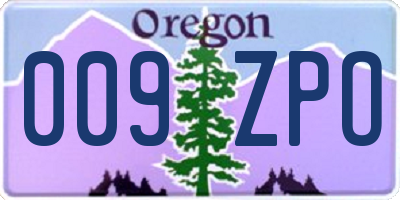OR license plate 009ZPO