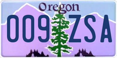 OR license plate 009ZSA