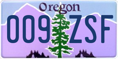 OR license plate 009ZSF
