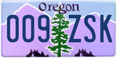 OR license plate 009ZSK