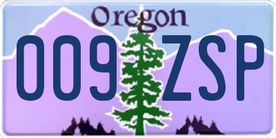 OR license plate 009ZSP