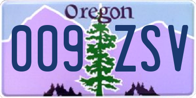 OR license plate 009ZSV