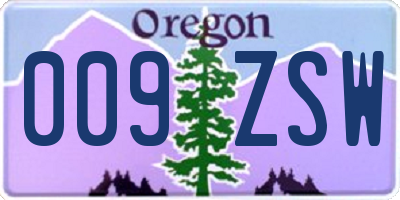 OR license plate 009ZSW