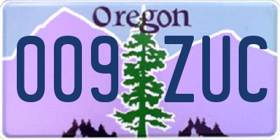 OR license plate 009ZUC