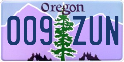 OR license plate 009ZUN