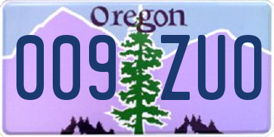 OR license plate 009ZUO