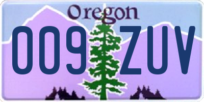 OR license plate 009ZUV