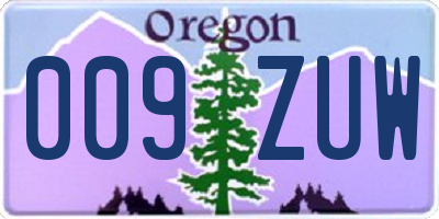 OR license plate 009ZUW