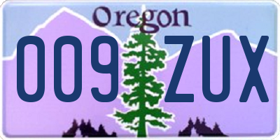 OR license plate 009ZUX