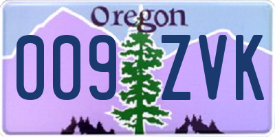 OR license plate 009ZVK