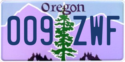 OR license plate 009ZWF