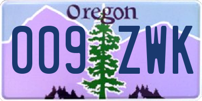 OR license plate 009ZWK