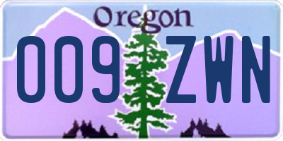 OR license plate 009ZWN
