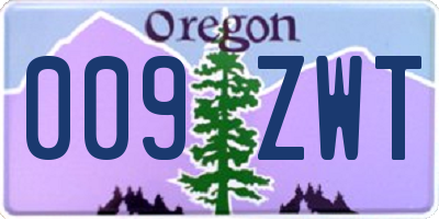OR license plate 009ZWT