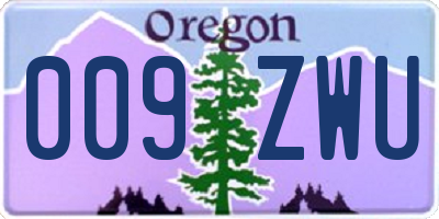 OR license plate 009ZWU