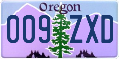 OR license plate 009ZXD