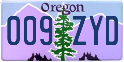 OR license plate 009ZYD