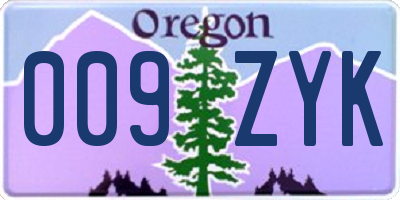 OR license plate 009ZYK