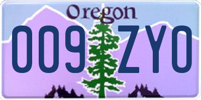 OR license plate 009ZYO