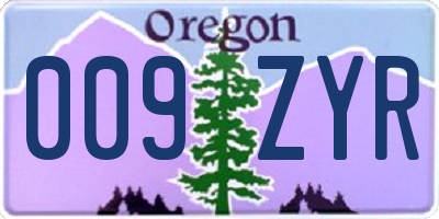 OR license plate 009ZYR