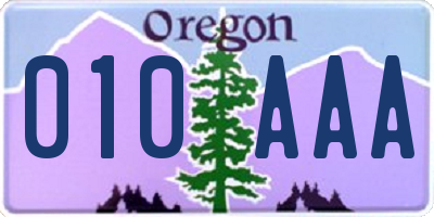 OR license plate 010AAA