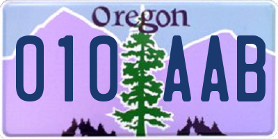 OR license plate 010AAB