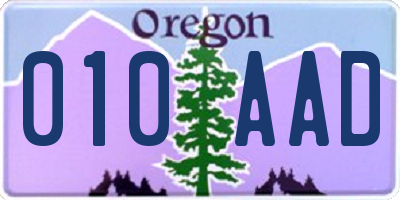 OR license plate 010AAD