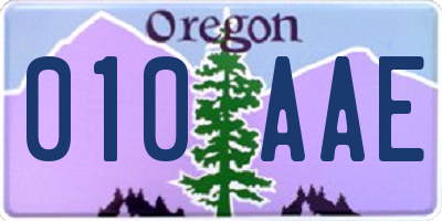 OR license plate 010AAE
