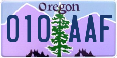 OR license plate 010AAF