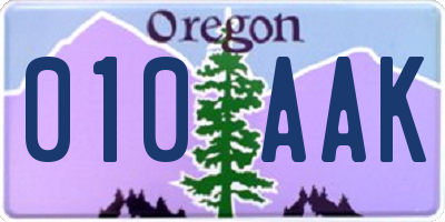 OR license plate 010AAK