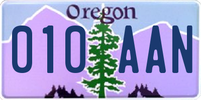 OR license plate 010AAN