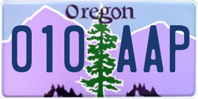 OR license plate 010AAP