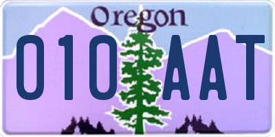OR license plate 010AAT