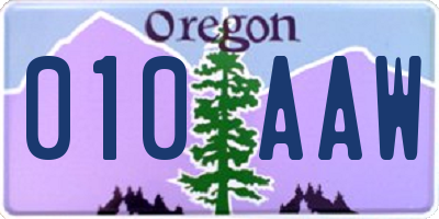 OR license plate 010AAW