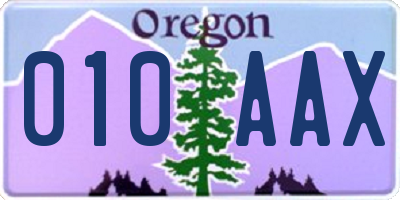 OR license plate 010AAX