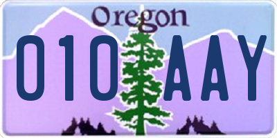 OR license plate 010AAY