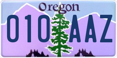 OR license plate 010AAZ