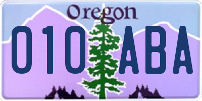 OR license plate 010ABA