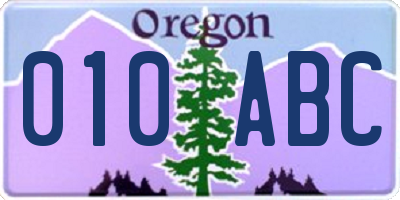 OR license plate 010ABC