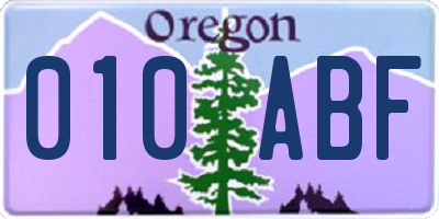 OR license plate 010ABF