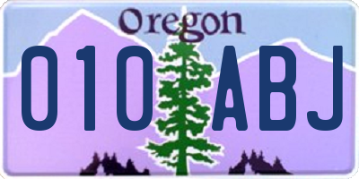 OR license plate 010ABJ