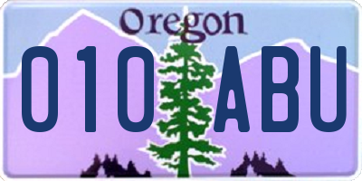 OR license plate 010ABU