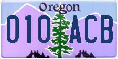 OR license plate 010ACB