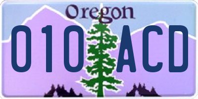 OR license plate 010ACD
