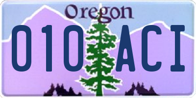 OR license plate 010ACI