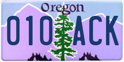 OR license plate 010ACK