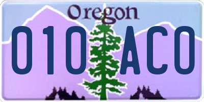 OR license plate 010ACO