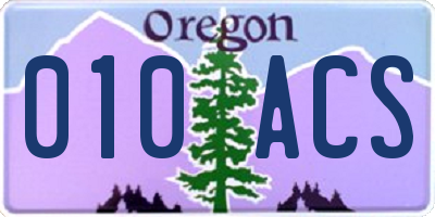 OR license plate 010ACS