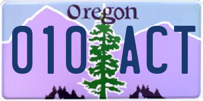 OR license plate 010ACT