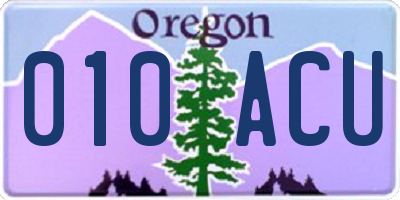 OR license plate 010ACU
